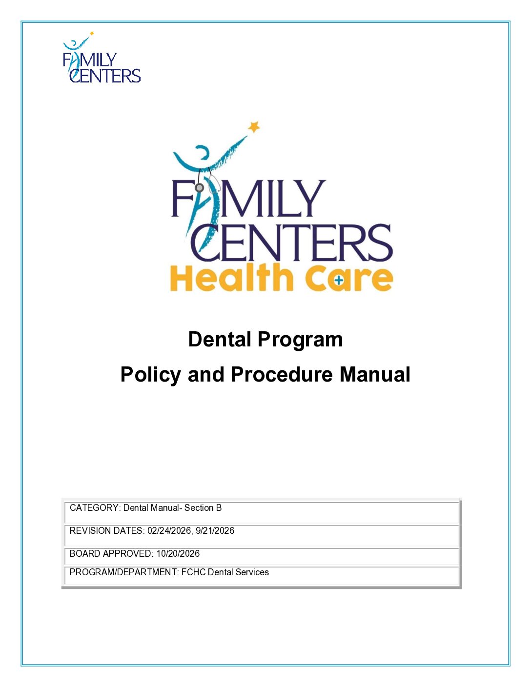 10.2026 Dental Policy & Procedure  Section B