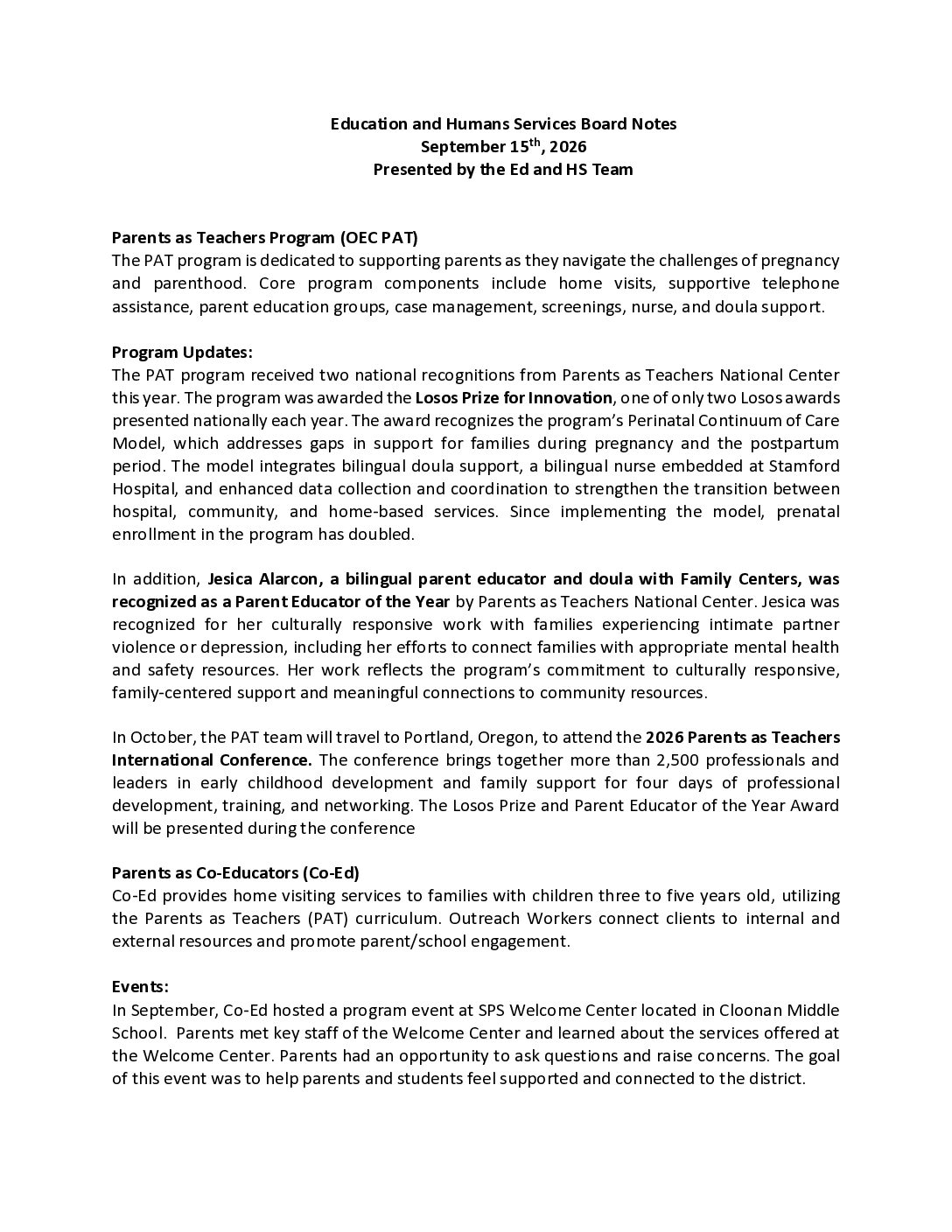 2. Ed&HS Reports September 2026