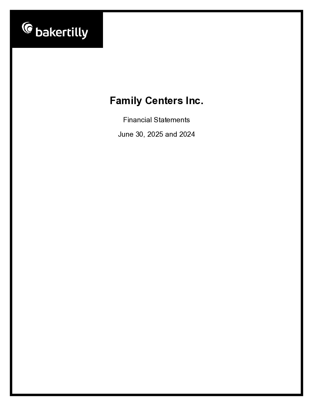 Family Centers 6 30 25 Financial Statements
