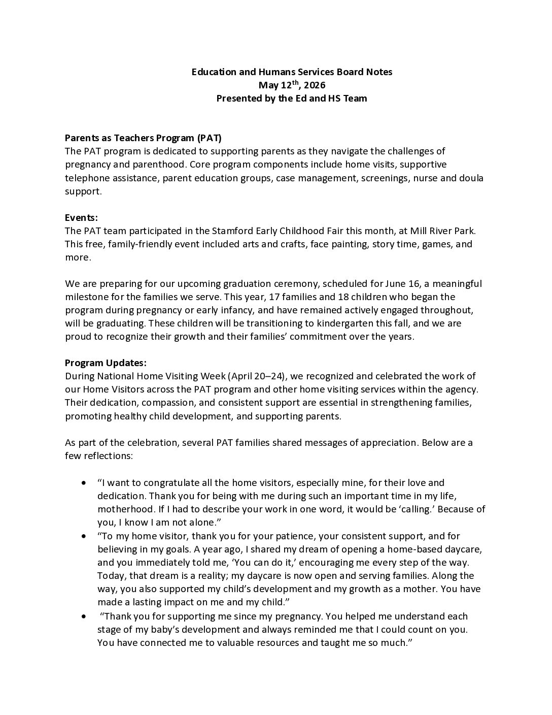 2. May 2026 ED & HS Report